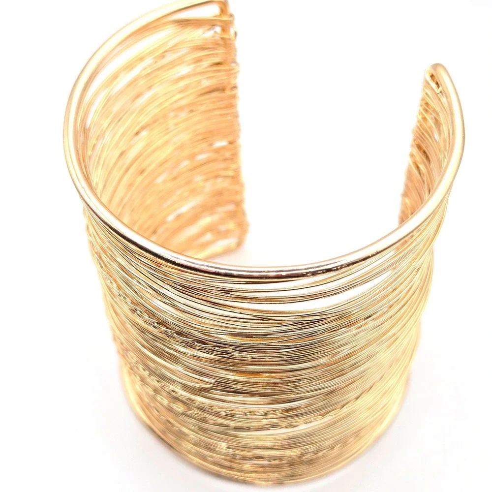 Gold Multi-Wire Cuff Bracelet - Women Jewelry - Picture 3 of 5